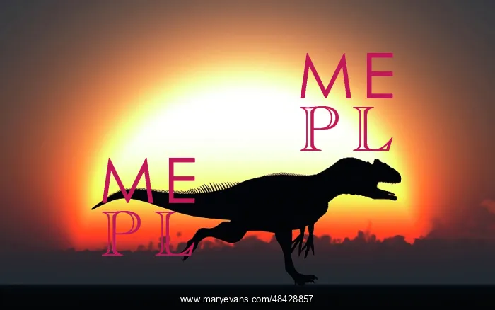 : A silhouetted Allosaurus sprinting against a setting Sun at : A silhouetted Allosaurus sprinting against a setting Sun at