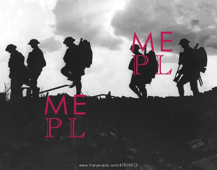 : Silhouetted British troops, WW1 : Silhouetted British troops, WW1
