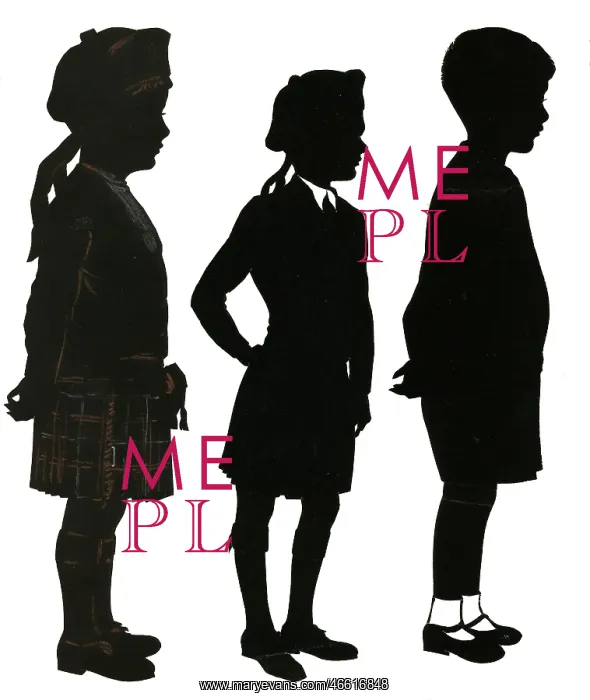 : Silhouettes of three children : Silhouettes of three children
