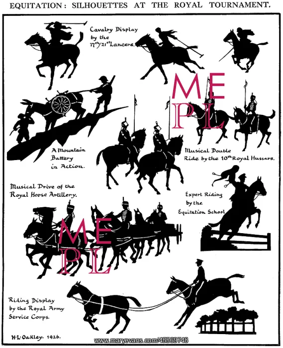 : Silhouettes of horses at the Royal Tournament : Silhouettes of horses at the Royal Tournament