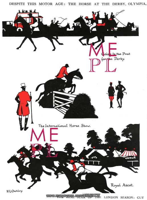  : Silhouettes of horses in sporting activities