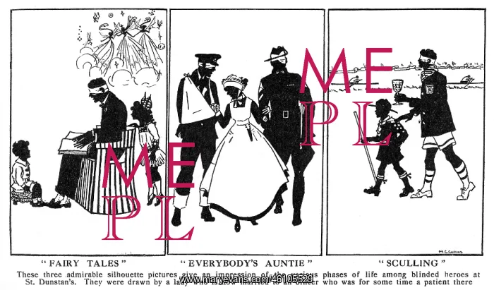 : Three silhouettes for St Dunstan's, WW1 : Three silhouettes for St Dunstan's, WW1