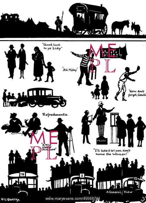  : Silhouettes of various Derby Day scenes