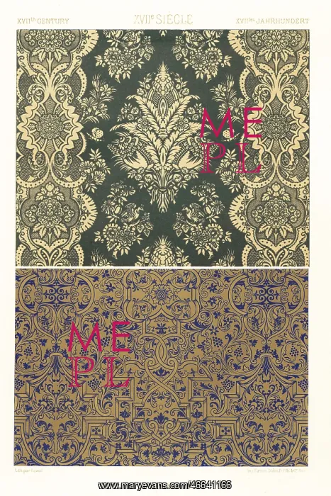 : Silk design and stamped design, 17th century : Silk design and stamped design, 17th century