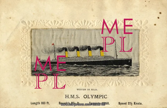 : Silk postcard, HMS Olympic : Silk postcard, HMS Olympic