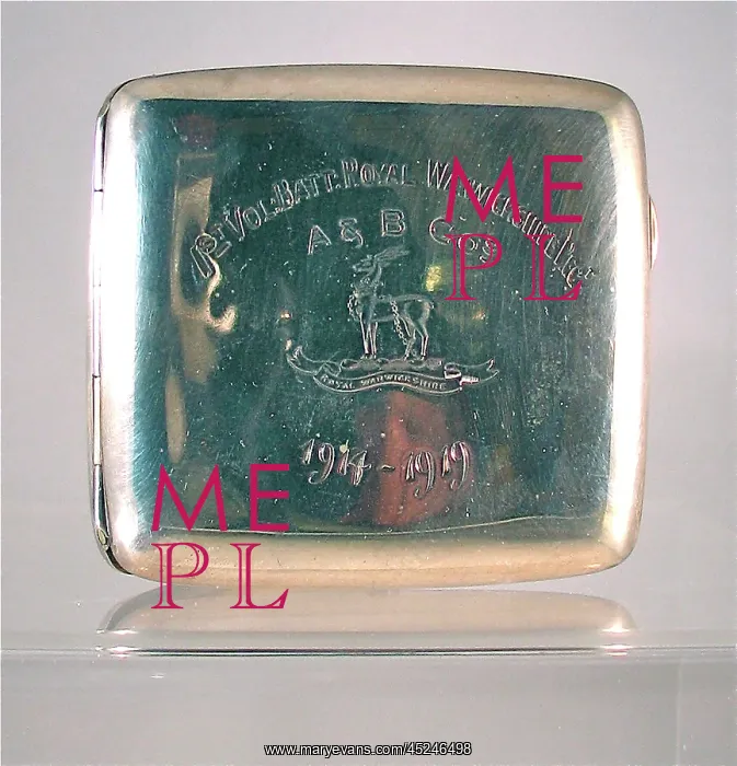 : Silver cigarette case presented to Private As Drinkwater : Silver cigarette case presented to Private As Drinkwater