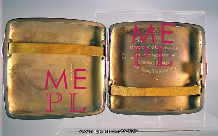 : Silver cigarette case presented to Private As Drinkwater : Silver cigarette case presented to Private As Drinkwater