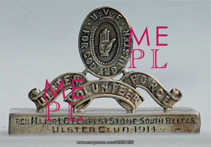 : Silver Menu holder - Ulster Volunteer Force badge : Silver Menu holder - Ulster Volunteer Force badge