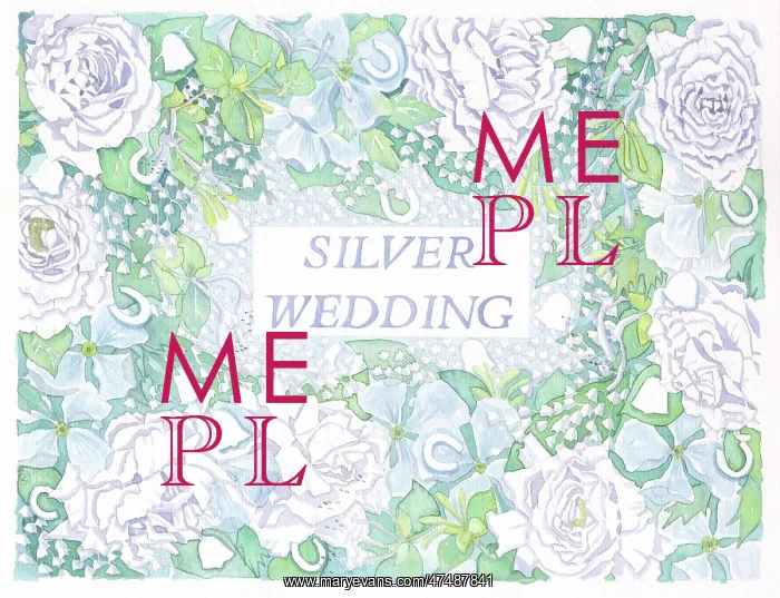 : Silver Wedding surrounded by white flowers : Silver Wedding surrounded by white flowers