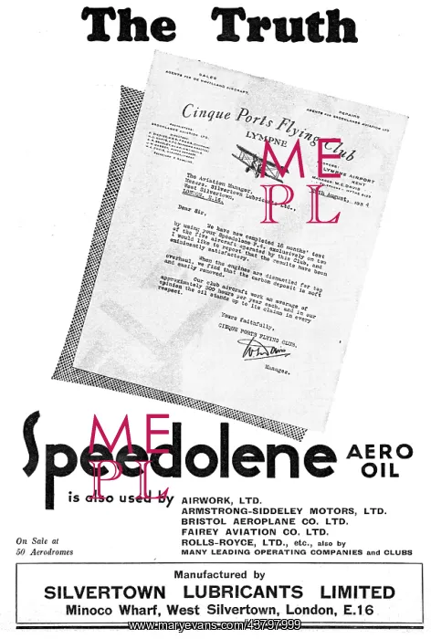 : Silvertown Speedolene Aero Engine Oil : Silvertown Speedolene Aero Engine Oil