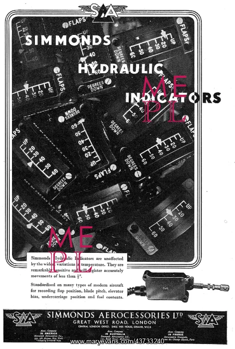 : Simmonds Aerocessories : Hydraulic Indicators : Simmonds Aerocessories : Hydraulic Indicators