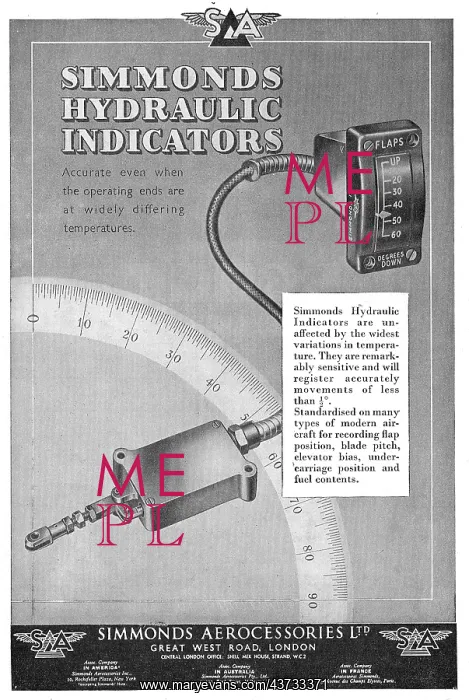 : Simmonds Aerocessories : Hydraulic Indicators : Simmonds Aerocessories : Hydraulic Indicators