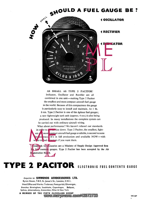 : Simmonds Aerocessories Pacitor Fuel Gauges : Simmonds Aerocessories Pacitor Fuel Gauges