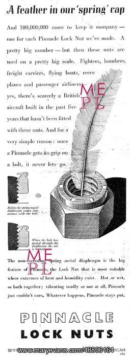 : Simmonds Aerocessories - Pinnacle Lock Nut 1949 : Simmonds Aerocessories - Pinnacle Lock Nut 1949