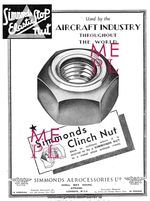 : Simmonds Aerocessories- Simmonds Clinch Nut : Simmonds Aerocessories- Simmonds Clinch Nut
