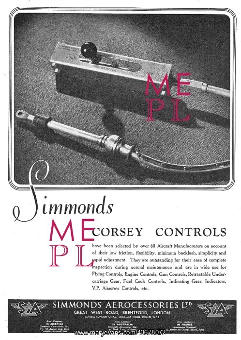 : Simmonds Aerocessories Simmonds Corsey Controls : Simmonds Aerocessories Simmonds Corsey Controls