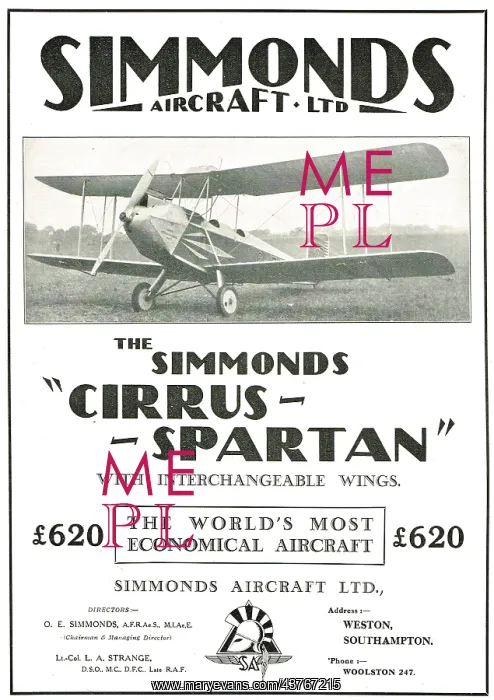 : The Simmonds Cirrus Spartan With Interchangeable Wings : The Simmonds Cirrus Spartan With Interchangeable Wings