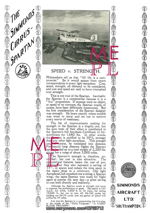 : Simmonds Cirrus-Spartan. Speed V Strength : Simmonds Cirrus-Spartan. Speed V Strength
