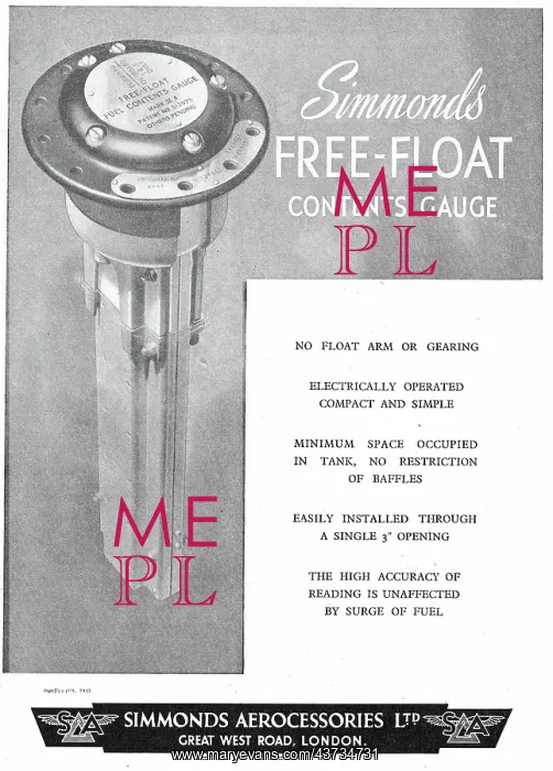 : Simmonds Free Float Aircraft Contents Gauges : Simmonds Free Float Aircraft Contents Gauges
