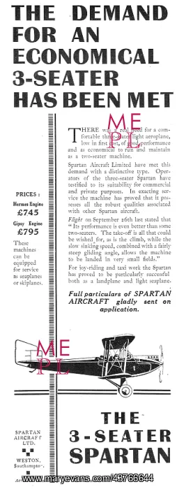 : Simmonds Spartan Aircraft - Economy : Simmonds Spartan Aircraft - Economy