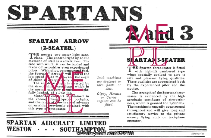 : Simmonds Spartan Aircraft - Two & Three Seaters : Simmonds Spartan Aircraft - Two & Three Seaters