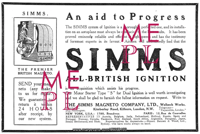 : Simms Aeroplane Magnetos : Simms Aeroplane Magnetos