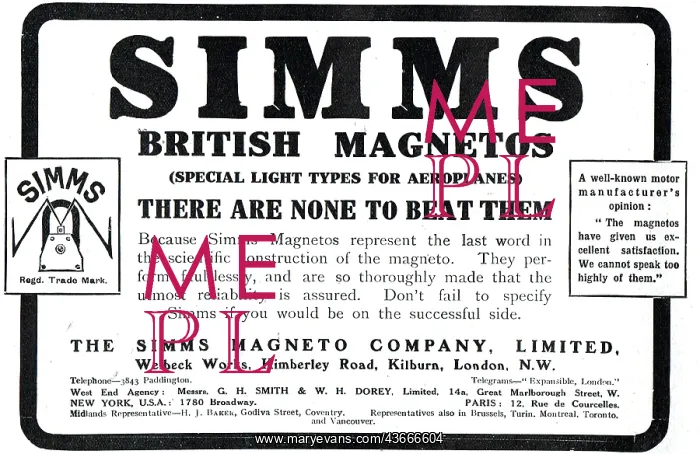 : Simms British Aeroplane Magnetos - None Better : Simms British Aeroplane Magnetos - None Better