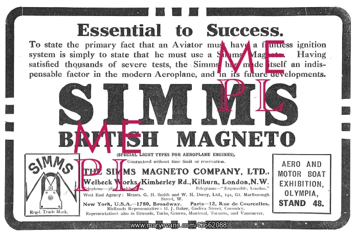 : Simms British Aeroplane Magnetos Essential To Success : Simms British Aeroplane Magnetos Essential To Success