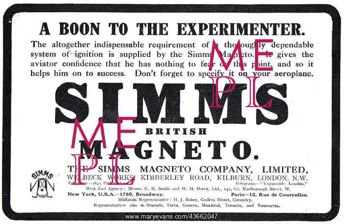 : Simms Magneto's Are A Boon To The Aeroplane Experimenter : Simms Magneto's Are A Boon To The Aeroplane Experimenter
