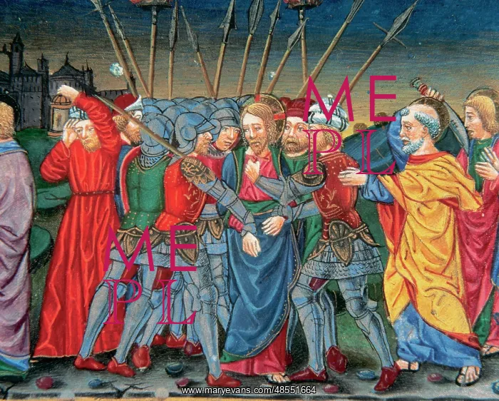 : Simon Peter (Saint Peter) defends Jesus with a sword and hit : Simon Peter (Saint Peter) defends Jesus with a sword and hit