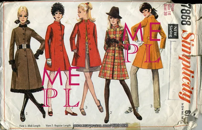 : Simplicity pattern for ladies coats 1968 : Simplicity pattern for ladies coats 1968