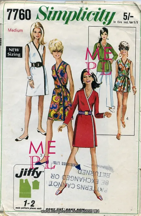 : Simplicity pattern for ladies summer wrap dresses, 1968 : Simplicity pattern for ladies summer wrap dresses, 1968