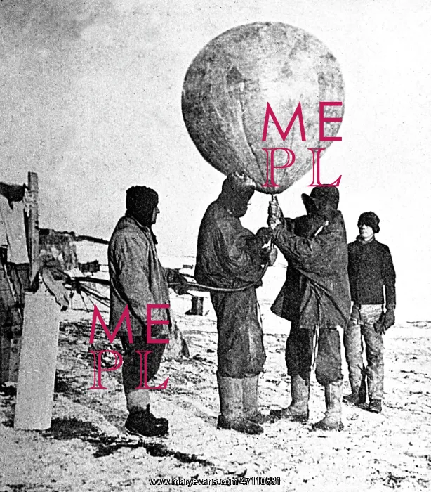  : Simpson inflating a weather balloon, South Pole exploration