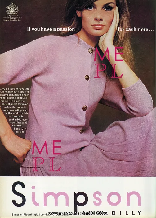 : Simpson of Piccadilly advertisement - Jean Shrimpton : Simpson of Piccadilly advertisement - Jean Shrimpton