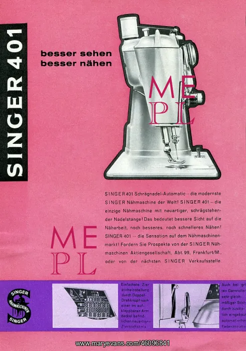 : Singer sewing machine advert : Singer sewing machine advert