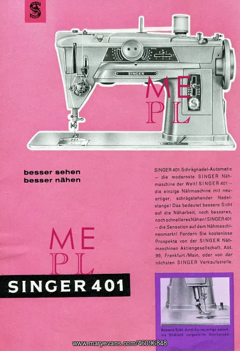 : Singer sewing machine advert : Singer sewing machine advert