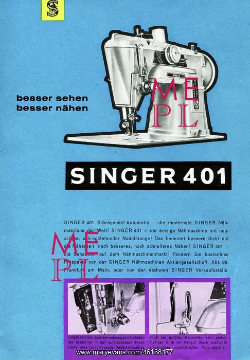 : Singer sewing machine advert : Singer sewing machine advert