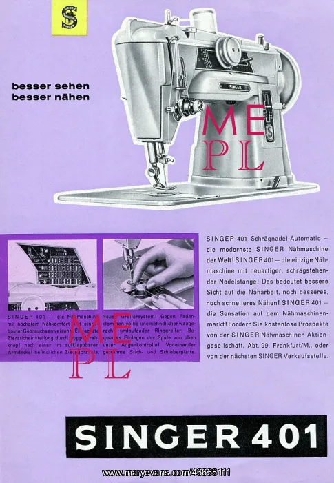 : Singer sewing machine advert : Singer sewing machine advert