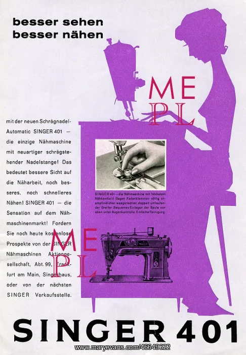 : Singer sewing machine advert : Singer sewing machine advert