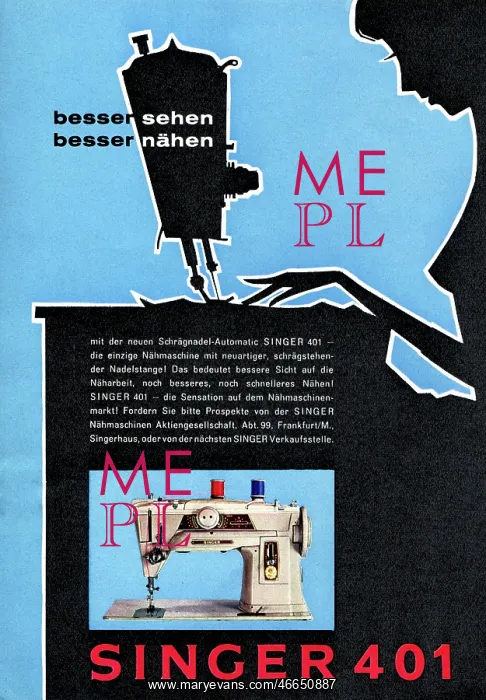 : Singer sewing machine advert : Singer sewing machine advert