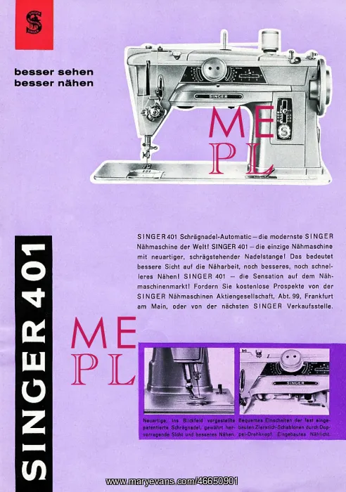 : Singer sewing machine advert : Singer sewing machine advert