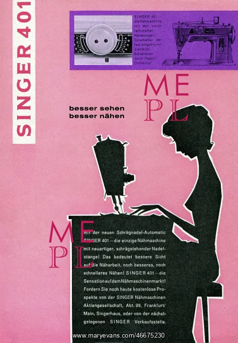 : Singer sewing machine advert : Singer sewing machine advert