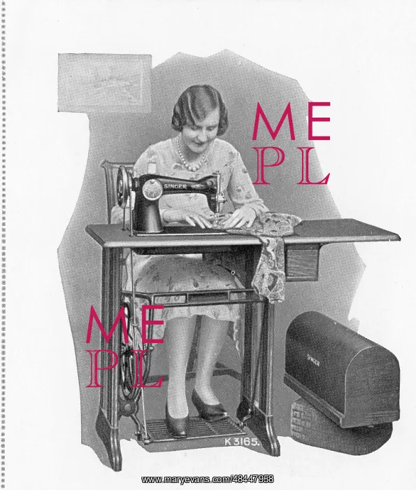  : Singer Sewing Machine - one-drawer drop-leaf table