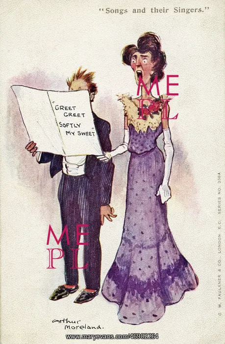 : Singers on a comic postcard : Singers on a comic postcard