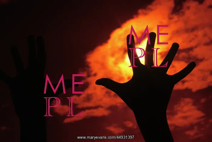 : Single Silhouetted Hand Reaching Up into Orange Sky Graspi : Single Silhouetted Hand Reaching Up into Orange Sky Graspi