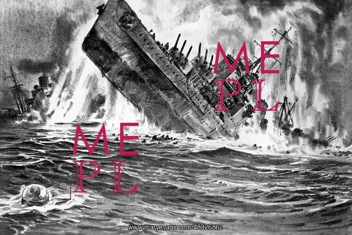 : Sinking of a British warship, 1944 : Sinking of a British warship, 1944