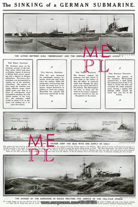 : Sinking of a German submarine by G. H. Davis : Sinking of a German submarine by G. H. Davis