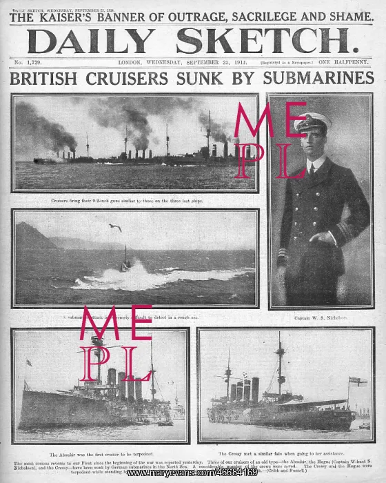: Sinking of HMS Aboukir, Cressy and Hogue, WW1 : Sinking of HMS Aboukir, Cressy and Hogue, WW1