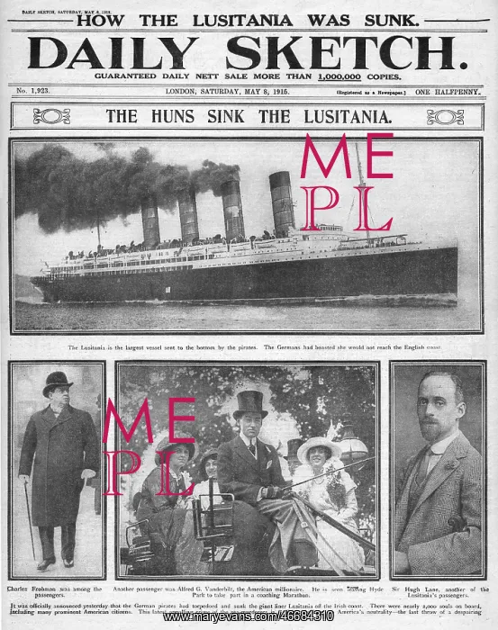 : Sinking of the Lusitania, WW1 : Sinking of the Lusitania, WW1