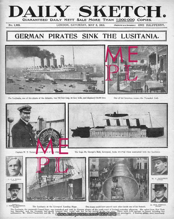 : Sinking of the Lusitania, WW1 : Sinking of the Lusitania, WW1